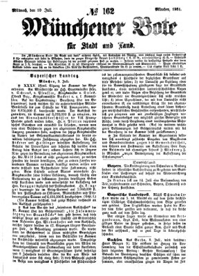 Münchener Bote für Stadt und Land Mittwoch 10. Juli 1861