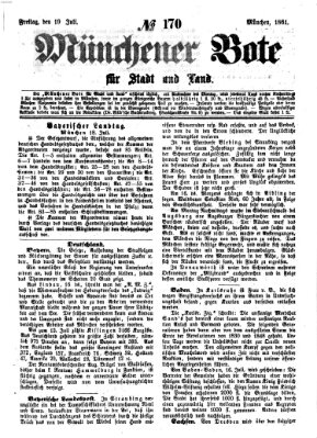 Münchener Bote für Stadt und Land Freitag 19. Juli 1861