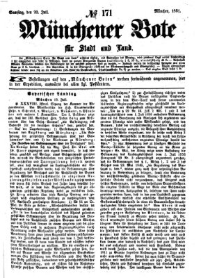 Münchener Bote für Stadt und Land Samstag 20. Juli 1861