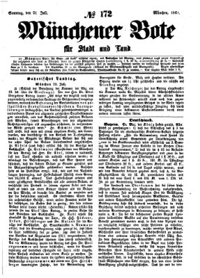 Münchener Bote für Stadt und Land Sonntag 21. Juli 1861