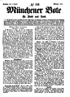 Münchener Bote für Stadt und Land Samstag 3. August 1861