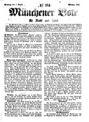 Münchener Bote für Stadt und Land Sonntag 4. August 1861