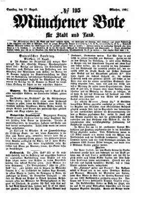 Münchener Bote für Stadt und Land Samstag 17. August 1861