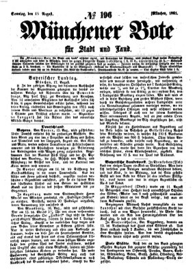 Münchener Bote für Stadt und Land Sonntag 18. August 1861