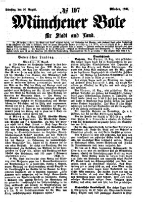 Münchener Bote für Stadt und Land Dienstag 20. August 1861