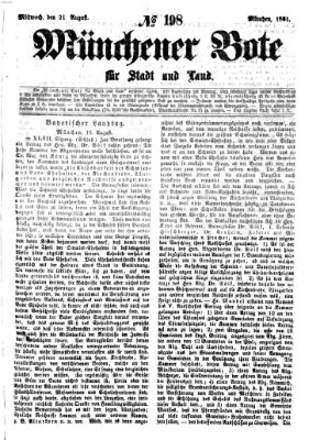 Münchener Bote für Stadt und Land Mittwoch 21. August 1861