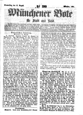 Münchener Bote für Stadt und Land Donnerstag 22. August 1861