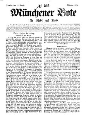 Münchener Bote für Stadt und Land Dienstag 27. August 1861