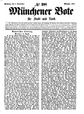 Münchener Bote für Stadt und Land Sonntag 1. September 1861