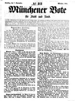 Münchener Bote für Stadt und Land Samstag 7. September 1861