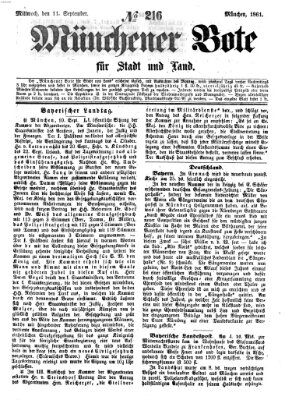 Münchener Bote für Stadt und Land Mittwoch 11. September 1861