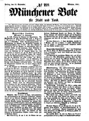 Münchener Bote für Stadt und Land Freitag 13. September 1861