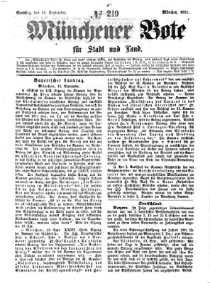 Münchener Bote für Stadt und Land Samstag 14. September 1861