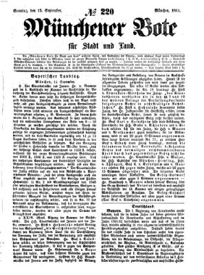 Münchener Bote für Stadt und Land Sonntag 15. September 1861