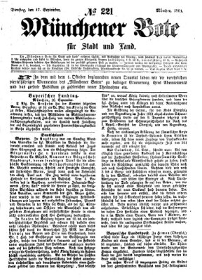 Münchener Bote für Stadt und Land Dienstag 17. September 1861