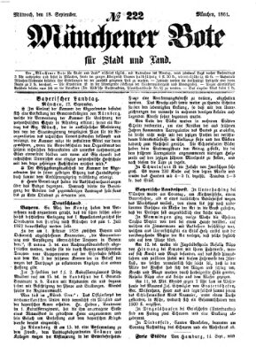 Münchener Bote für Stadt und Land Mittwoch 18. September 1861