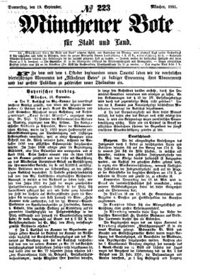 Münchener Bote für Stadt und Land Donnerstag 19. September 1861