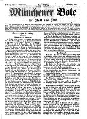 Münchener Bote für Stadt und Land Samstag 21. September 1861