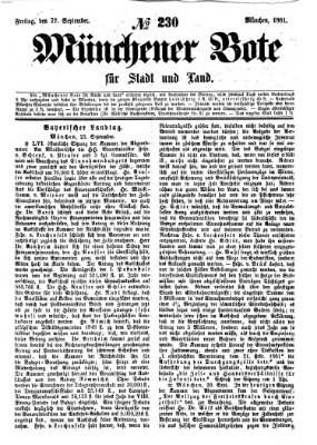 Münchener Bote für Stadt und Land Freitag 27. September 1861