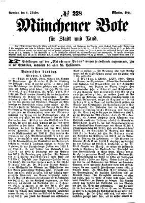 Münchener Bote für Stadt und Land Sonntag 6. Oktober 1861