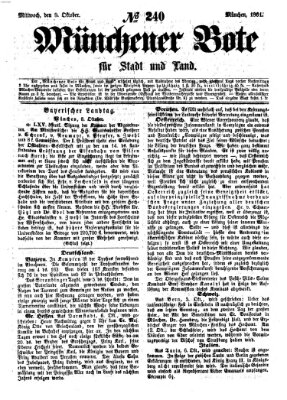 Münchener Bote für Stadt und Land Mittwoch 9. Oktober 1861