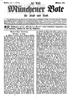 Münchener Bote für Stadt und Land Samstag 12. Oktober 1861