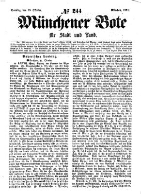 Münchener Bote für Stadt und Land Sonntag 13. Oktober 1861