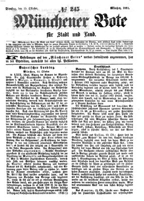 Münchener Bote für Stadt und Land Dienstag 15. Oktober 1861