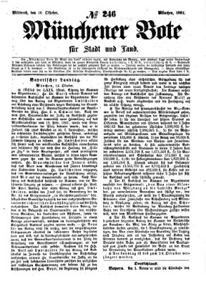 Münchener Bote für Stadt und Land Mittwoch 16. Oktober 1861