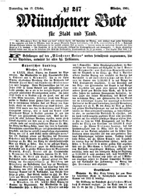 Münchener Bote für Stadt und Land Donnerstag 17. Oktober 1861