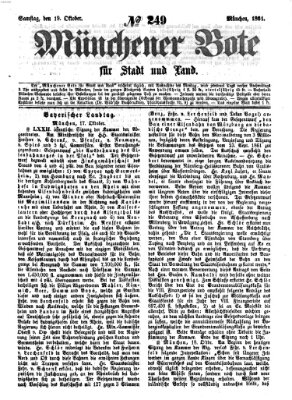 Münchener Bote für Stadt und Land Samstag 19. Oktober 1861