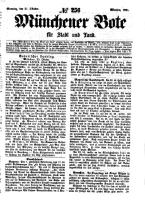 Münchener Bote für Stadt und Land Sonntag 27. Oktober 1861