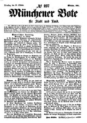 Münchener Bote für Stadt und Land Dienstag 29. Oktober 1861