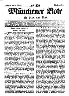 Münchener Bote für Stadt und Land Donnerstag 31. Oktober 1861