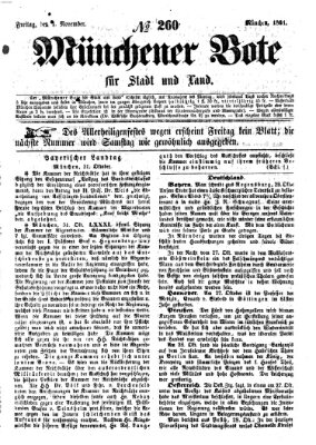 Münchener Bote für Stadt und Land Freitag 1. November 1861