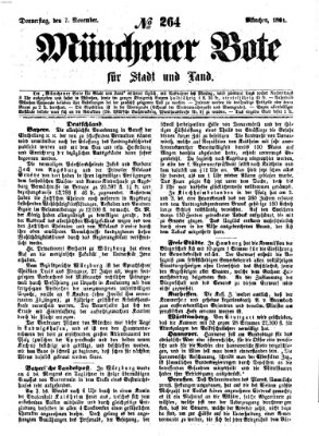 Münchener Bote für Stadt und Land Donnerstag 7. November 1861