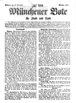 Münchener Bote für Stadt und Land Mittwoch 13. November 1861