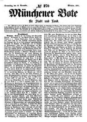 Münchener Bote für Stadt und Land Donnerstag 14. November 1861