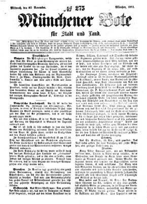 Münchener Bote für Stadt und Land Mittwoch 20. November 1861