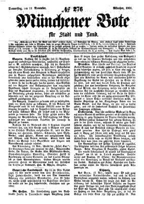 Münchener Bote für Stadt und Land Donnerstag 21. November 1861