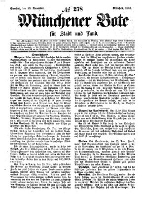 Münchener Bote für Stadt und Land Samstag 23. November 1861