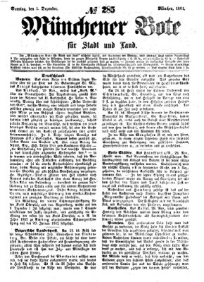 Münchener Bote für Stadt und Land Sonntag 1. Dezember 1861