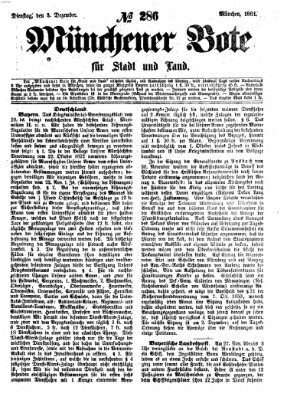 Münchener Bote für Stadt und Land Dienstag 3. Dezember 1861