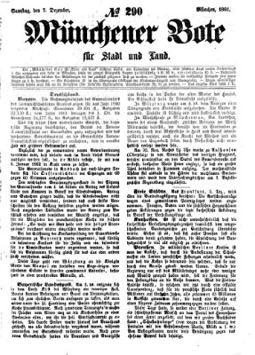 Münchener Bote für Stadt und Land Samstag 7. Dezember 1861