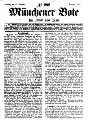 Münchener Bote für Stadt und Land Dienstag 10. Dezember 1861