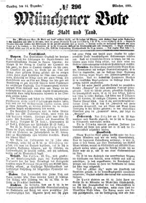 Münchener Bote für Stadt und Land Samstag 14. Dezember 1861