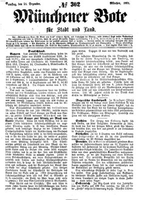 Münchener Bote für Stadt und Land Samstag 21. Dezember 1861