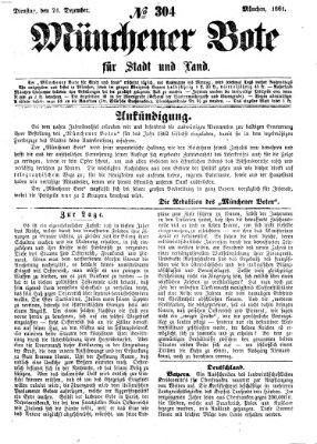 Münchener Bote für Stadt und Land Dienstag 24. Dezember 1861