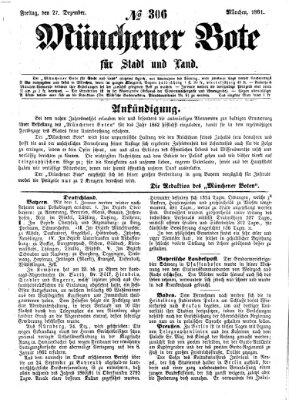 Münchener Bote für Stadt und Land Freitag 27. Dezember 1861