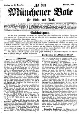 Münchener Bote für Stadt und Land Dienstag 31. Dezember 1861